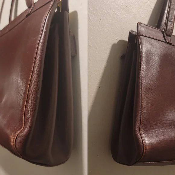 Gucci Burgundy Leather Twist Lock Satchel Handbag Vintage Authentic Rare - Picture 12 of 15